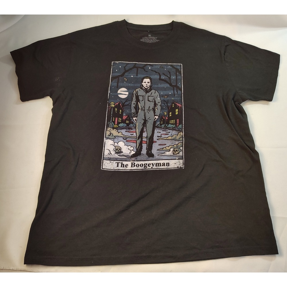 Halloween Michael Myers Boogeyman Tarot Card Shirt Mens XL Black Horror Graphic